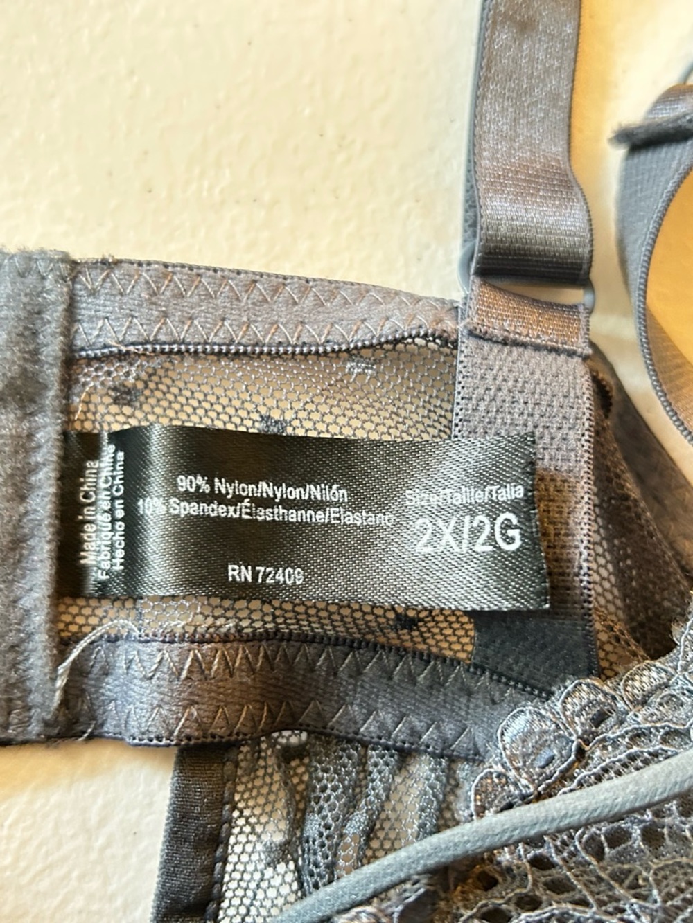 Torrid 2X Lace Mesh Babydoll Lingerie Gray Strappy Back Plus Size Sexy Chemise - Picture 8 of 14